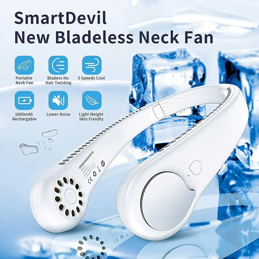 Hands-Free Personal Cooler – Bladeless Rechargeable Summer Essential
